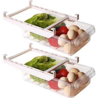 China Useful Adjustable Freshness Keeping Kitchen Egg Organizer Storage Rack Box Fridge Freezer Shelf Holder Pull Out Drawer for sale