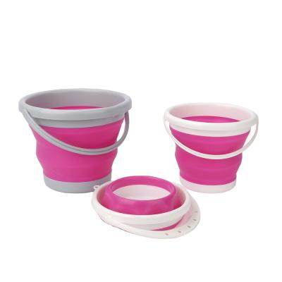 China Durable Outdoor Portable Collapsible Silicone Folding Carrying Round Plastic Water Pail Bucket for sale