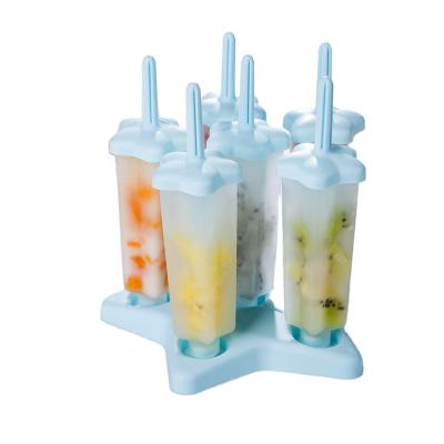 China Viable Set 6 In1 Plastic Ice Pop Molds BPA Free Popsicle Mold Reusable Easy Release Ice Pop Maker for sale