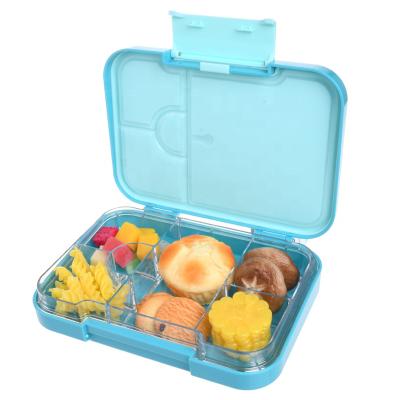 China 6 Compartments Microwavable Tray Food Storage Container with Tableware for Kids Back to School Large Bento Lunch Box for sale