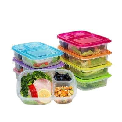 China Wholesale High Quality Coroful Plastic Airtight 3 Compartment Microwavable Take Out Food Storage and Container Set for sale