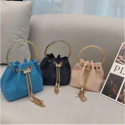 China Round Rhinestone Crystal Clutch Bag Luxury Women Evening Clutch Bags Tassel Wedding Purse Ladies Handbag New Products High Quality 2022 for sale