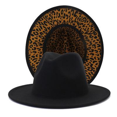 China Wholesale High Quality Formal Women's Fedora Hats Fashion Wide Brim Autumn And Winter Picture Leopard Print Hat for sale