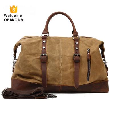 China Modern Design Hot Sales Water Resistant Canvas Genuine Leather Duffel Bag For Men for sale