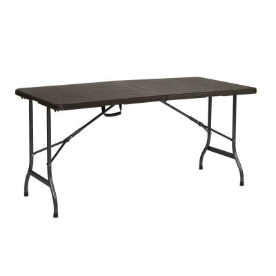 China 2022 Hot Sales 5 Ft 152 Cm Portable Foldable Dining Camping Easy Carry Folding Table Look Blown Wood Plastic Garden Picnic Look Blown Table for sale