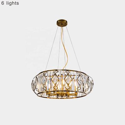 China Modern luxury chandeliers lighting gold bedroom dining room pendant light fixtures ceiling led K9 modern crystal chandelier 6 bulbs for sale