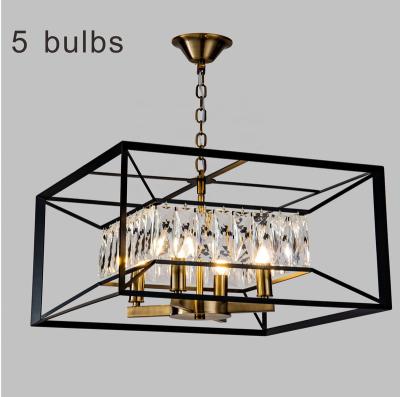 China Modern Rectangle Chandelier Candle Light Modern Crystal Lamp Hotel Big Crystal Lamp For Living Room Hanging Pendant Lighting 6 Bulbs for sale