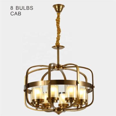 China Modern Nordic Gold Glass Shape Chandeliers Hotel Lobby Restaurant LED Art Villa Chandelier Living Room 8 Bulbs for sale