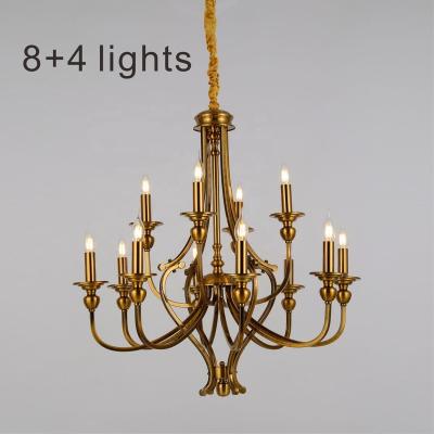 China Modern Nordic Chandeliers 8+4 LED Lobby Restaurant Hotel Gold Candles Art Villa Chandelier Living Room Light for sale