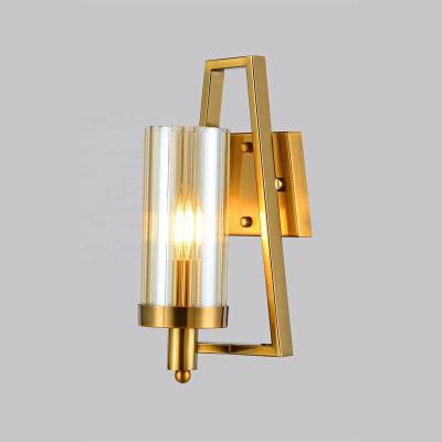 China Modern POST-MODERN Light Luxurious Wall Lamp Living Room Background Wall Hallway Lamp Glass Shade 2 Bulbs for sale