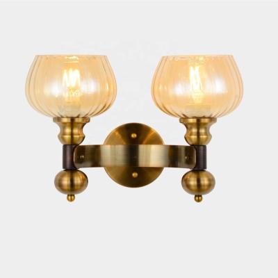 China Modern Classic Indoor Wall Sconce Modern Design E14 Gold Lights 2 Lights Wall Lamp Hotel Bedroom Living Room for sale