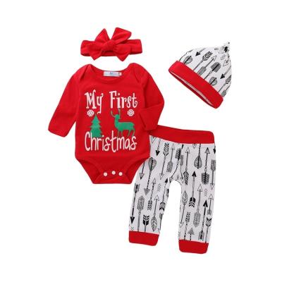 China ENGLAND NAME 100% Cotton Rompers Clothing Romper Unisex Christmas Newborn Baby Gift Set for sale