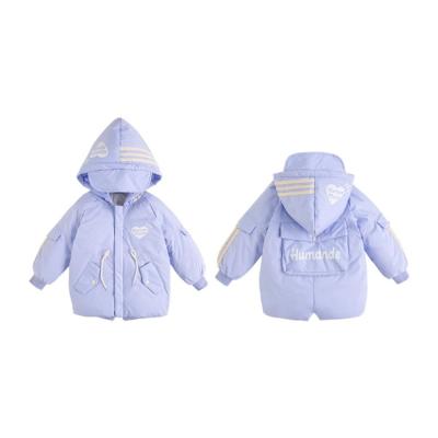 China Anti-wrinkle Children's Hood Outwear Kids Girl Baby Leather Jacket for Winter for sale