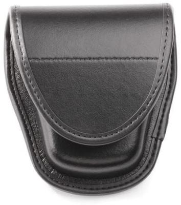 China Police Duty Gear Security Police Molded Plain Black Leather Handcuff Pouch One Size for sale