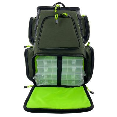 China UNIVERSAL Fishing Backpack With Rod Holder 4 Trays Lure Box Backpack Fishing Tackle Outdoor Backpack For Storage Fish Accessories for sale