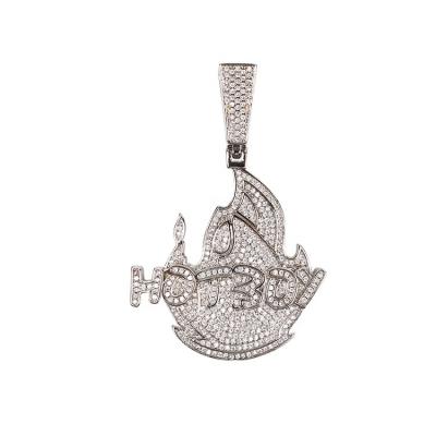 China Hot Hiphop Hip Hop Jewelry Cubic Zircon Bling Boy Letter Flame Pendant for sale