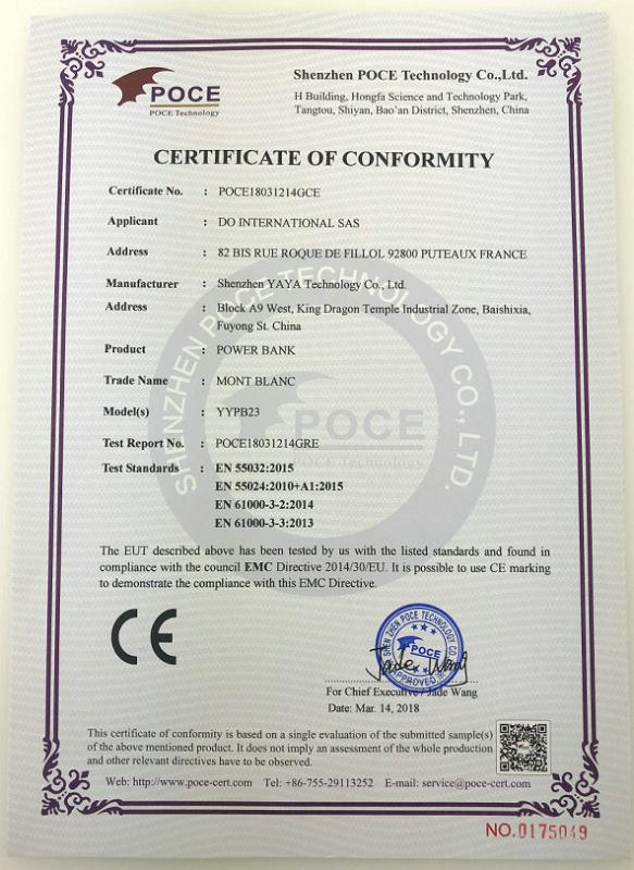 CE - Shenzhen Yaya Technology Co., Ltd.