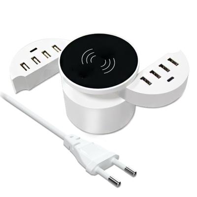 China Cell Phone Tablet MP3 GPS Premium Quality 40W 2 in 1 Multi USB Charger Port Station with 10W Fast Wireless Charger and PD for sale