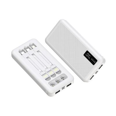 China Portable Fast Power Bank Support Charging Built-in Cable, Dual USB Phone Fast Power Bank 10000mah with 3 LED Flashlight for sale