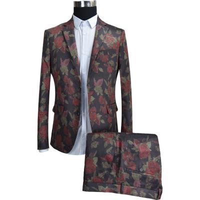 China 2021 New Arrival Anti-wrinkle Printed Slim Fit Formal Blazer Coat Pants Two Piece Suits for sale