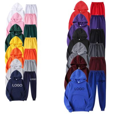 China Wholesale Custom Breathable Logo Sweater Fleece Blank White Sweatpants Unisex Jogger Plain Sweatshirts And Hoodie Set for sale