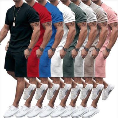 China Breathable Wholesale Custom Sports Mens Summer Tracksuits Short Plain Plain Fitted Solid Color Men for sale