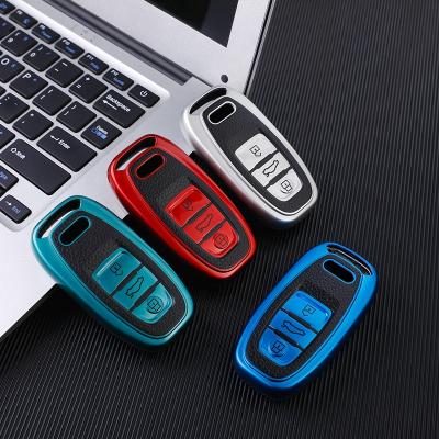 China Eco-friendly Car Remote Leather Key Cover For Audi A1 A3 A4 A5 A6 A7 A8 Quattro Q3 Q5 Q7 Car Key FOB Case for sale