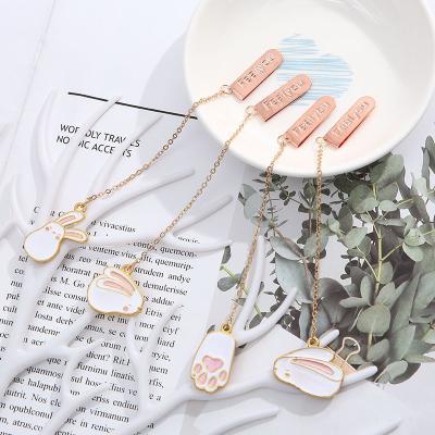 China Creative Animal White Bookmark Europe Cartoon Rabbit Landmarks Simple Metal Pendant Student Stationery Gifts for sale