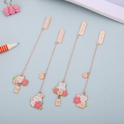 China Cute Exquisite Europe Student Stationery Cartoon Metal Bookmarks Rabbit Bookmarks Children's Textbook Stationery Gifts for sale