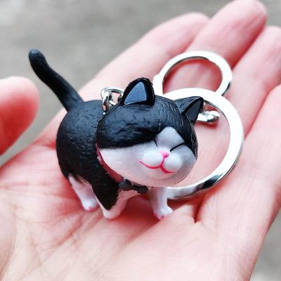 China Global 3D Shape Resin Cute Fat Cat Pendant Key Rings Lucky Black Pet Key Chain Bag Car Keychains Charm Women Girl Jewelry Gift for sale