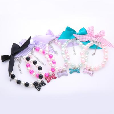 China Hot Selling Personalized Pet Collar Pearl Bead Collar For Dog Cat Pets Dog Cat Collar for sale