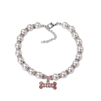 China Personalized Puppy Bling Wedding Jewelry Necklace, Bone Beads Dog Collar Pendant Necklace for sale