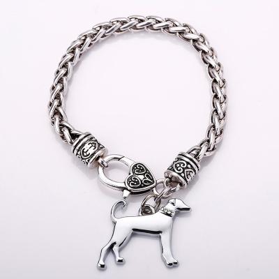 China Antique CLASSIC High Quality Silver Plated Dachshund Dog Wheat Charm Chain Bracelet for sale