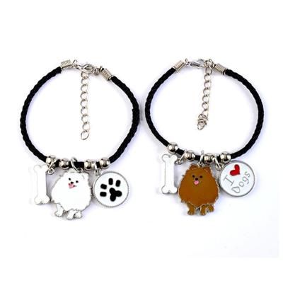 China Cute Pomeranian Dog Charm Bracelets For Women Girls Bones Love Charm Dog Bracelet for sale