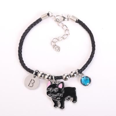 China CLASSIC Fashion DIY Twelve Month Lucky Stone Letter Animal Bulldog Bracelets Women Girls Kids Best Gift Jewelry for sale