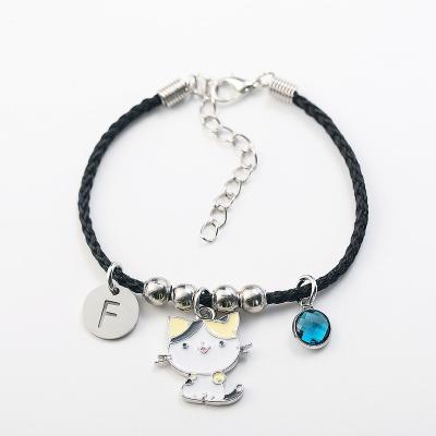 China DIY CLASSIC Cute Cat Twelve Months Lucky Stone Letter Animal Bracelets Best Gift For Wife for sale