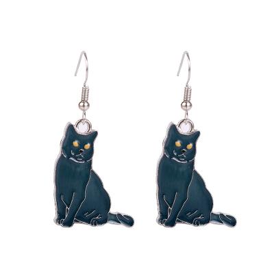 China Fashion Global Cute Animal Dangling Earrings Small Cat Earring for sale