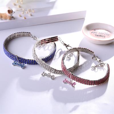 China New Wholesale Pet Jewelry Soccer Series Dog Cat Necklace 3 Color Personalized Stone Drill Collar for sale