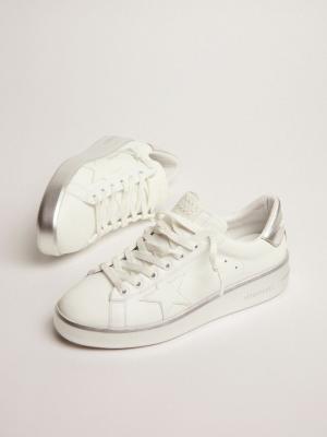 China Fashion Trend Goldens Color Gooses Purestar Sneakers Beautiful in White Leather with Silver Layered Tag and Heel Smudge Dirty Shoes for sale