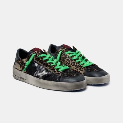 China Cushioning Dirty Shoes Leopard Print Stardan Sneakers With Green Laces Goldens Color Lovely Gooses Shoes for sale