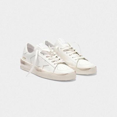 China Damping Dirty Shoes Stardan Sneakers In Total Goldens Color Gooses Beautiful White Leather Shoes for sale