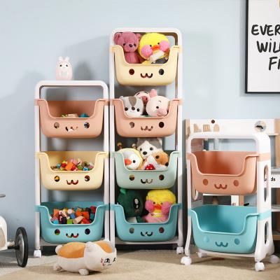 China Toy Storage Rack Corner Kitchen Kids Bedroom Bedside Snack Cart Multi-Layer Plastic Shelf Home Viable Storage Rack for sale