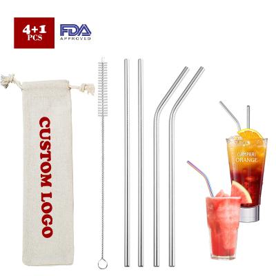 China Sustainable Bubble Tea With Metal Straw Stainless Steel Case Cleaning Brush Set for sale