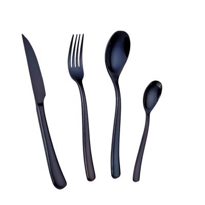 China Sustainable Restaurant High Quality Stainless Steel Gold Plated Black Titanium Cutlery Set for sale