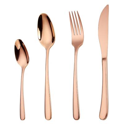 China Sustainable Rose Gold Stainless Steel 18 / 10 Flatware Black Cutlery Set for sale