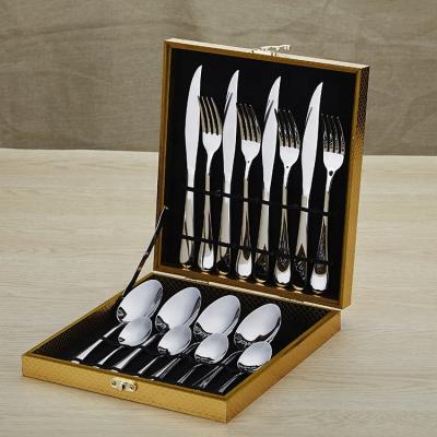 China Sustainable High Quality With Gift Box Color PVD Coating 16 Pcs Cutlery Stainless Steel Dinnerware Set for sale