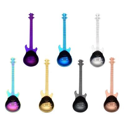 China Sustainable Food Grade Stainless Steel Ice Cream Tea Sugar Guitar Shaped Teaspoon for sale