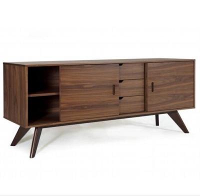 China Walnut Wood Assembled Modern Wall Mounted Media Console Living Room Luxury Furniture TV Stand TV Unit for sale