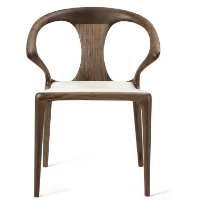 China Customozed Simple Design Dining Side Chair With Walnut Wood Round Corner Structure Smooth Surface Safe Strong Stable No-slip Feet Pads for sale