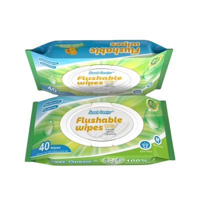 China 100% biodegradable & biodegradable eco-friendly 100% organic flushable wipe wipes flushable wet wipes for sale